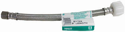 9-In. Toilet Connector, Braided Stainless Steel, 3/8 Compression x 7/8-In.