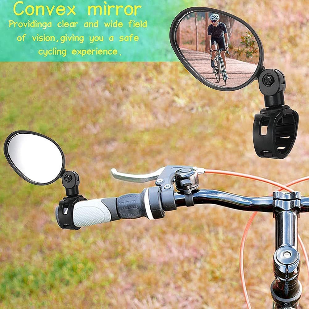 Bike Rearview Mirror with Silicone Handle Wide Angle Convex for Mountain Bikes