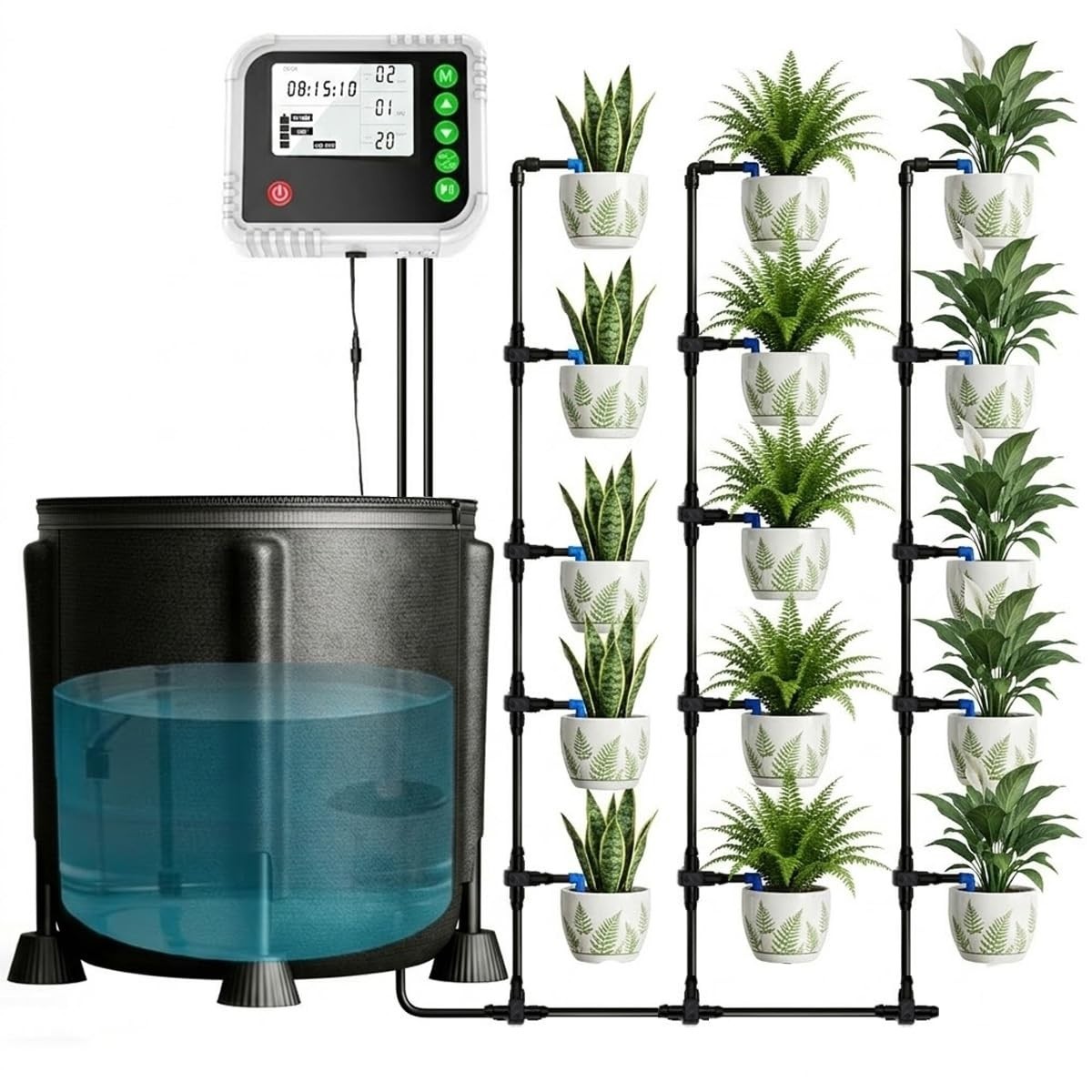 Water-Saving Automatic Watering System with Timer & 50ft Hose for Indoor Garden