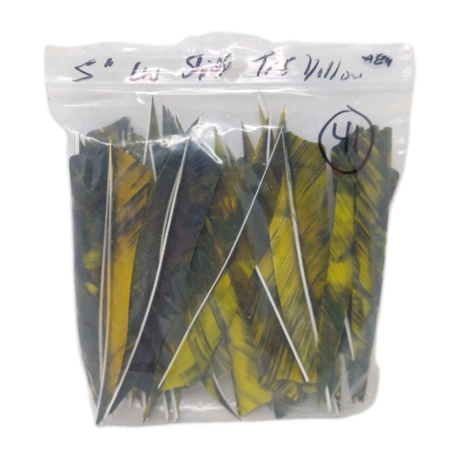 41 Count Archery Arrow Feathers 5" Left Wing Shield: Camo Tre Yellow
