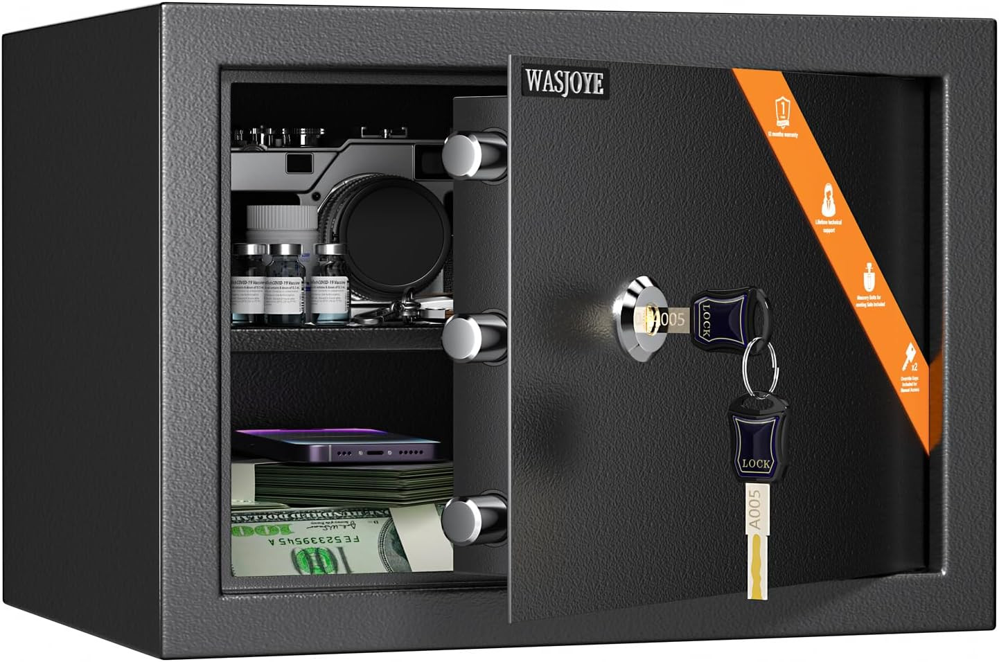 Cabinet Safe with Key for Money, 1.2 Cu Ft Key Lock Box | Safe Box Coffre Fort f