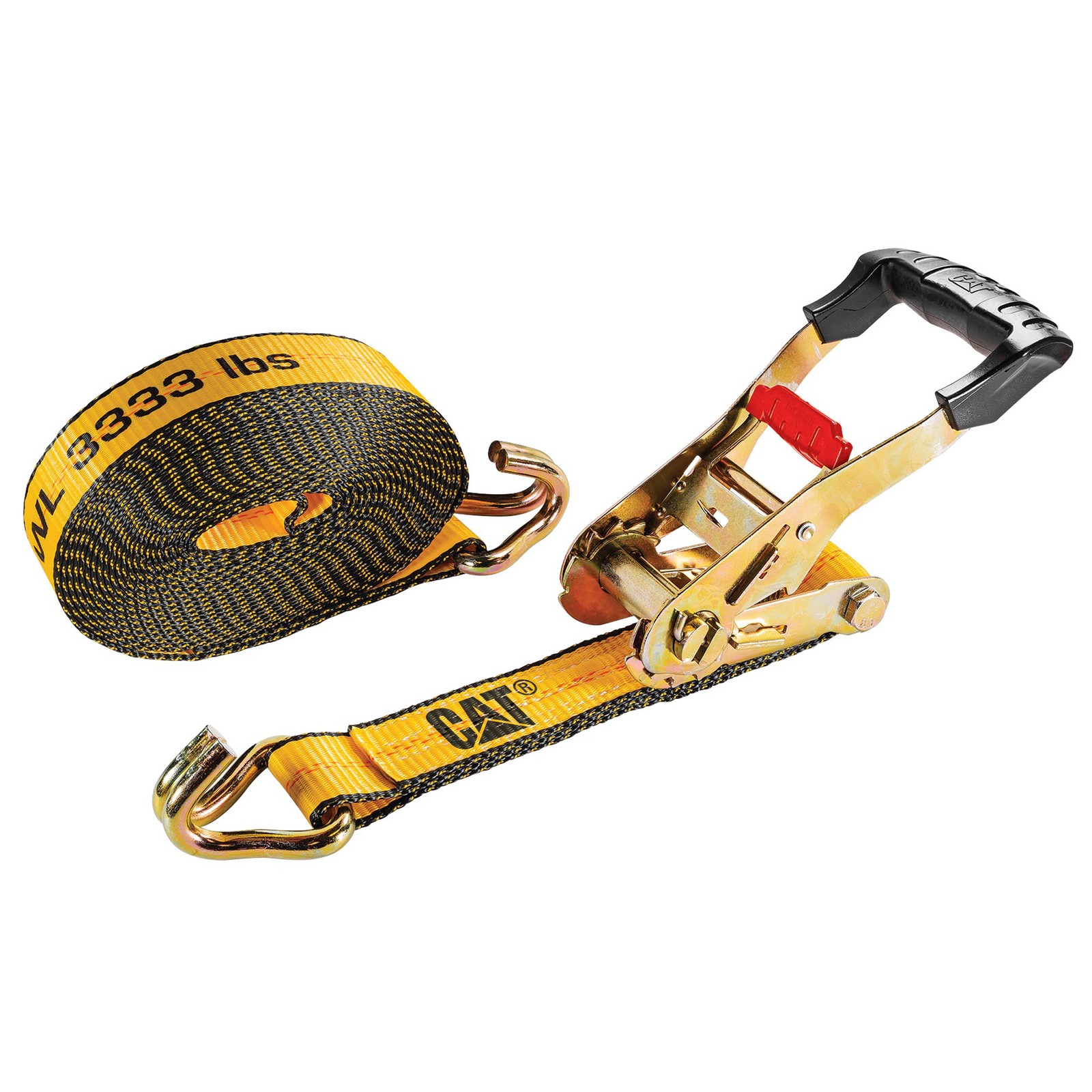 Cat 1 Piece 2 Inch x 27 Feet Heavy Duty Ratchet Tie Down with Double J-Hook
