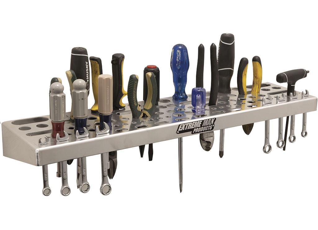 Extreme Max 5001.6661 Wall-Mount Aluminum Tool Organizer - Silver