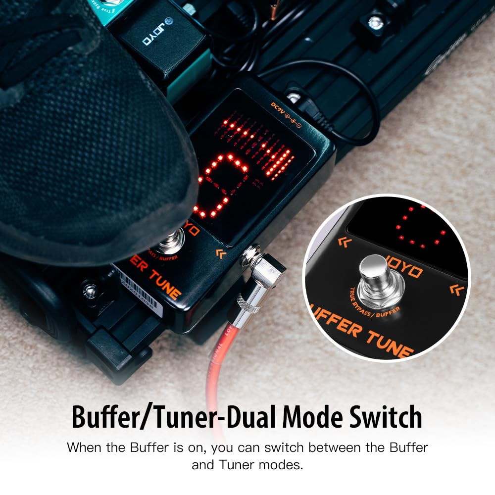 JOYO Buffer & Tuner Guitar Pedal, ±1 Cent Accuracy with LED Display & Black