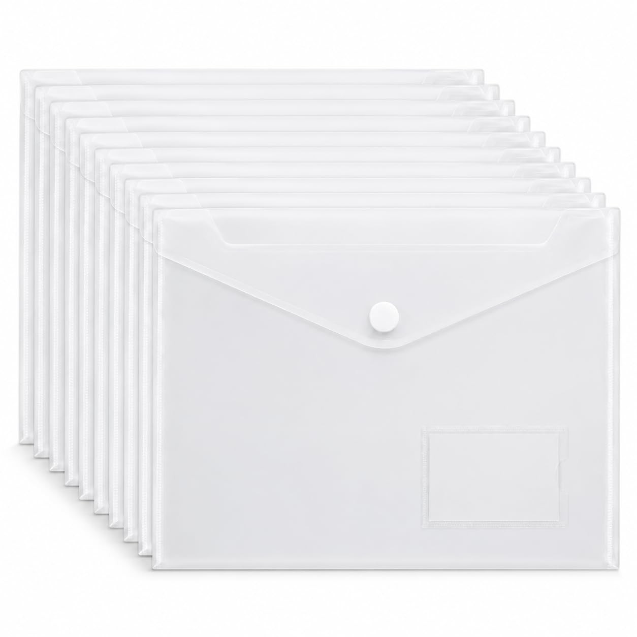 10 Pack Clear Folders for Documents Plastic Folders with Label Pockets, Water...