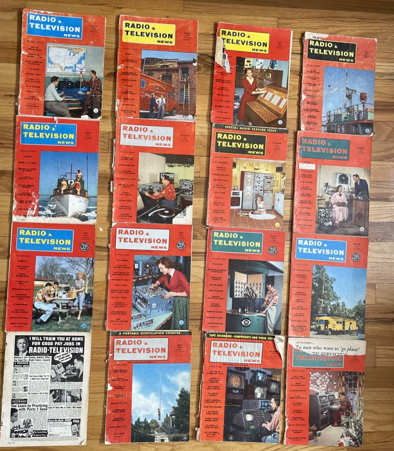 16  Radio And Television News Magazine Vintage Misc. Issues 1953 - 1955