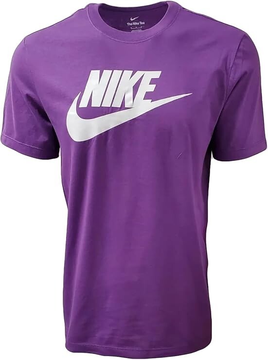 Nike Men's Icon Futura Sportwear Gym Performance White Swoosh Purple Shirt