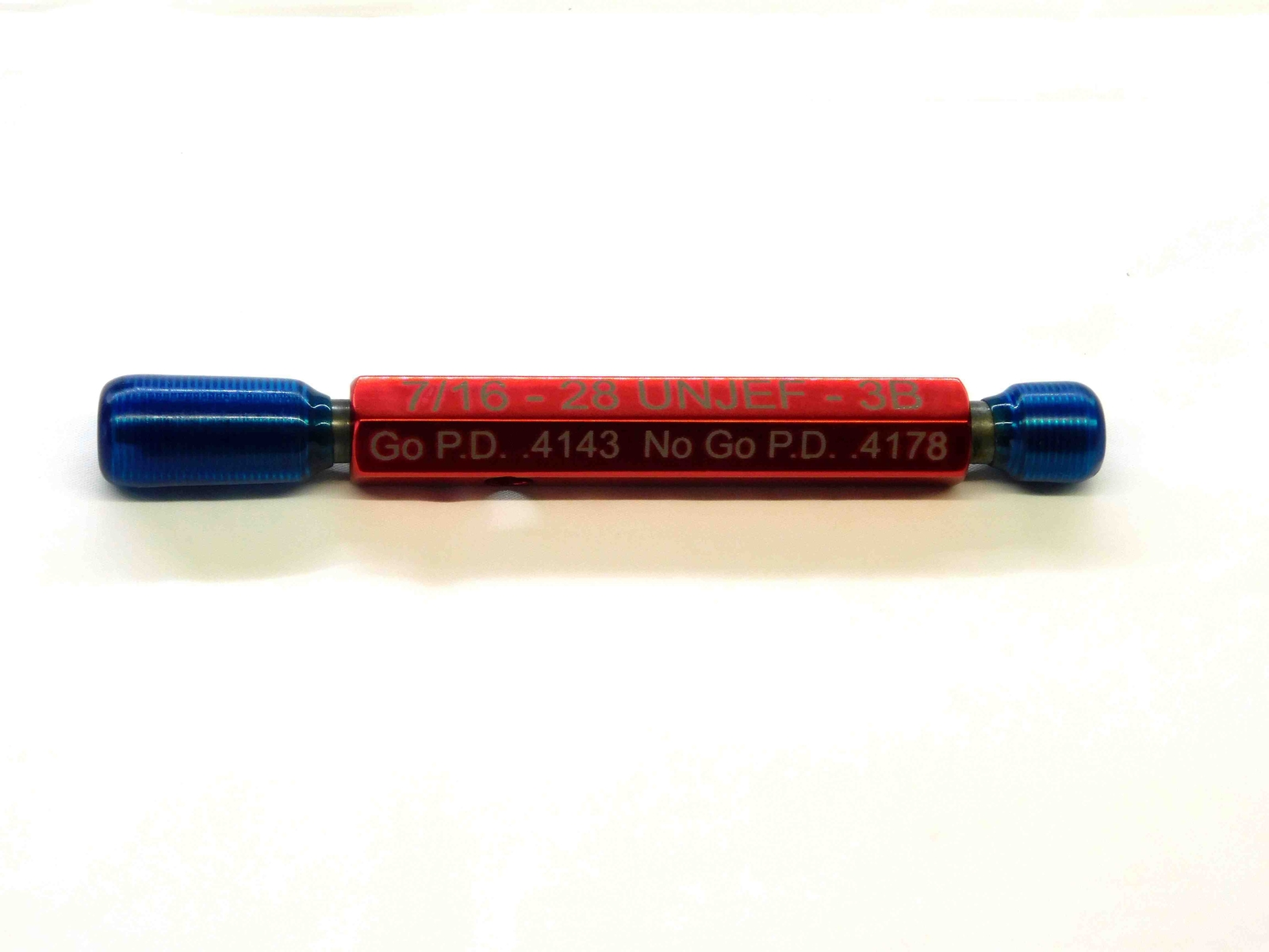 7/16 28 UNJEF 3B THREAD PLUG GAGE .4375 GO NO GO P.D.'S = .4143 & .4178