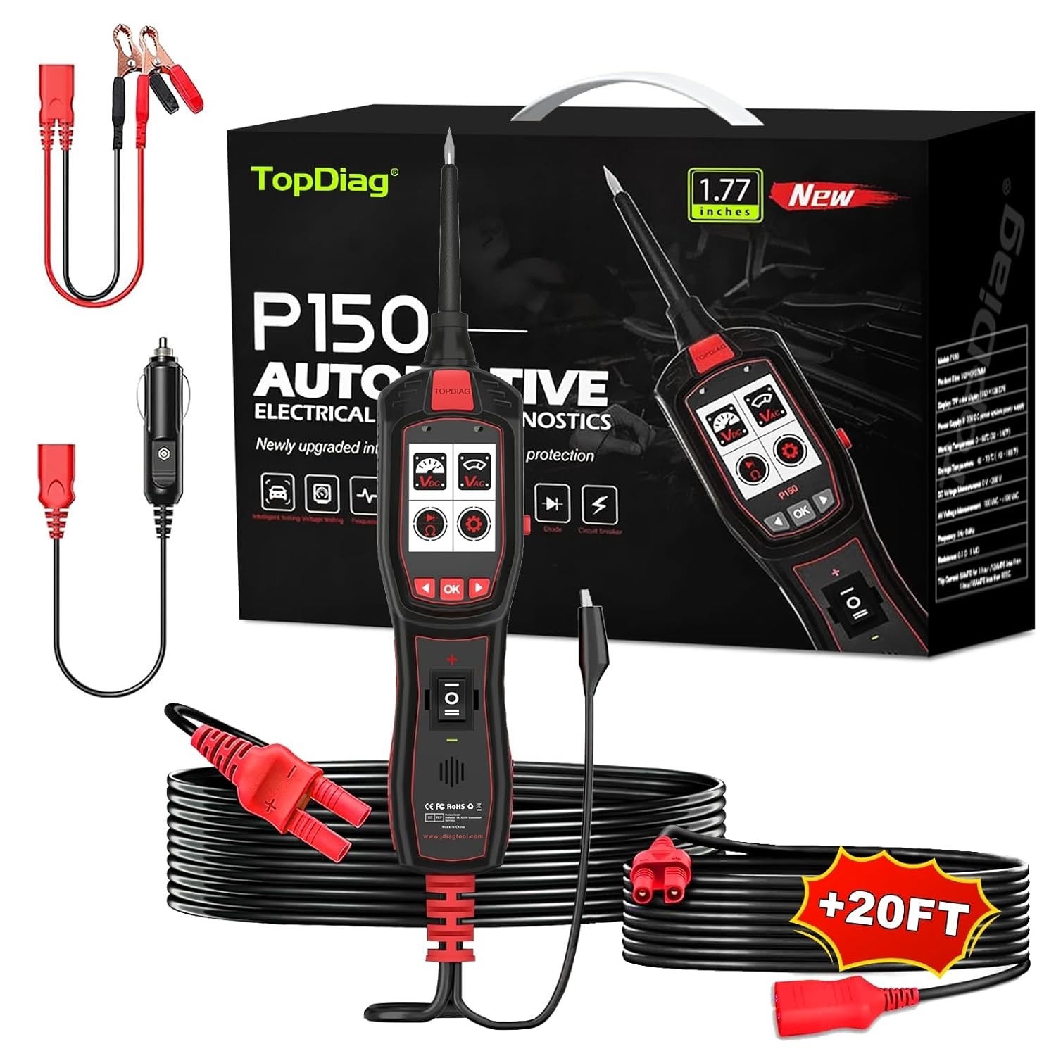 Topdiag Electrical Tester for 6V-30V Cars, Short Circuit Breaker Finder Tool, P1