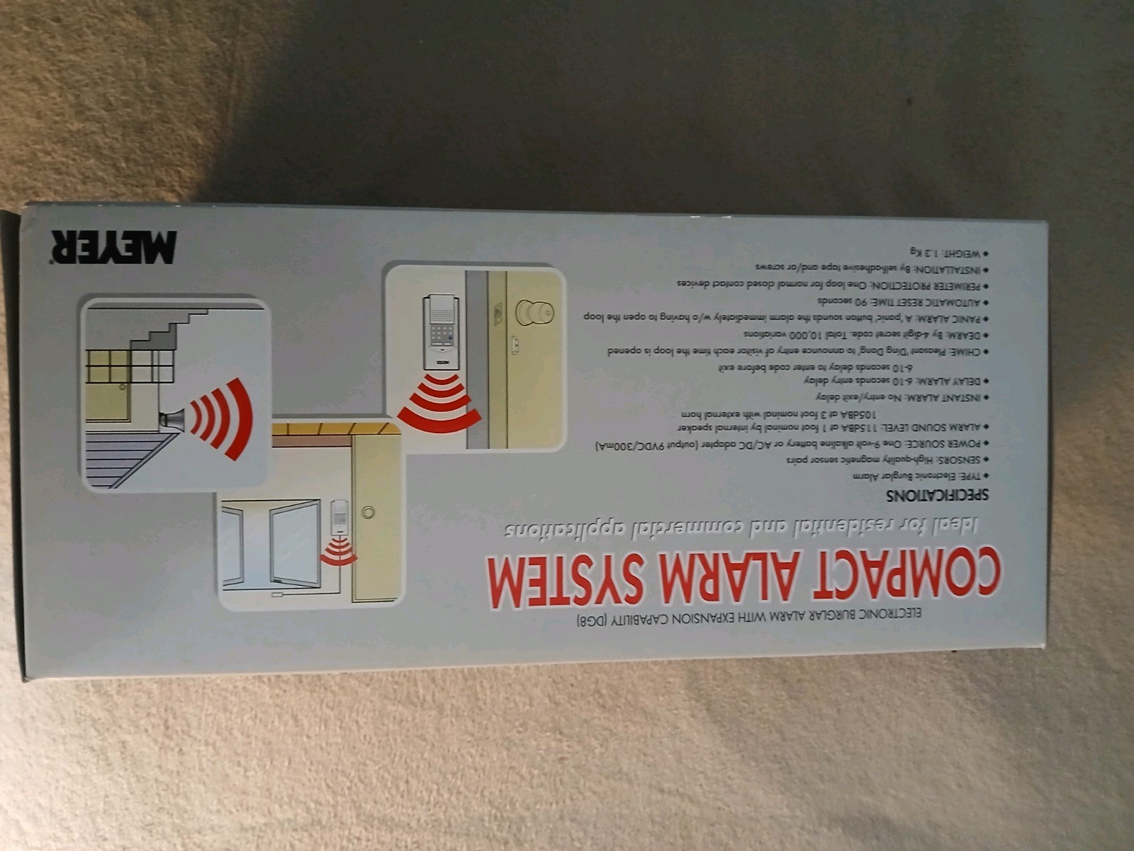Meyer Compact Alarm System Complete Wired Hardwired Wall Mount w/ Keypad