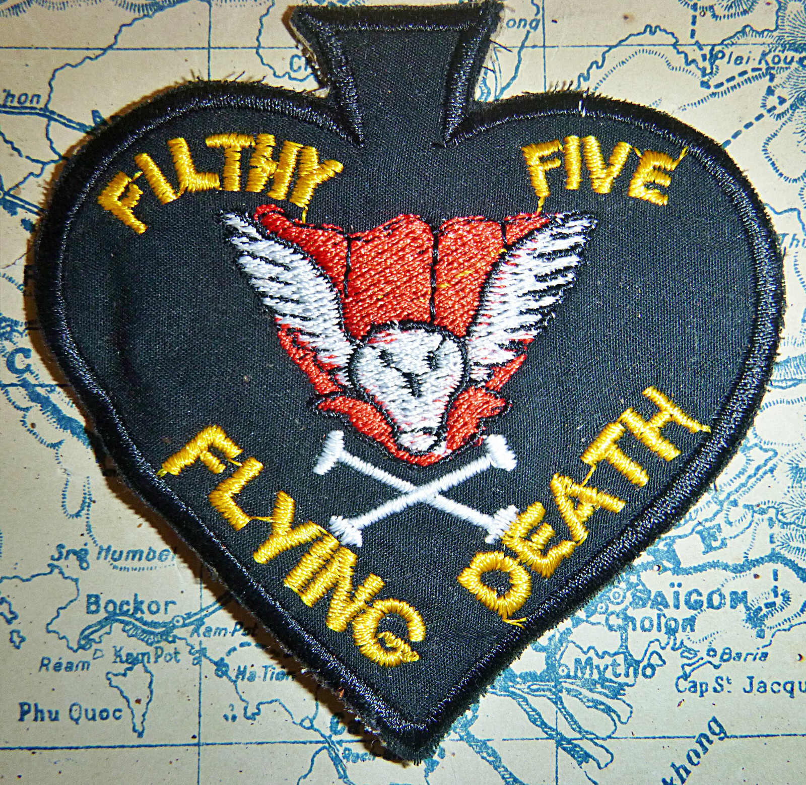 Patch - Ace of Spades - Flying Death - Filthy Fifth - USN - Vietnam War - xxxx B