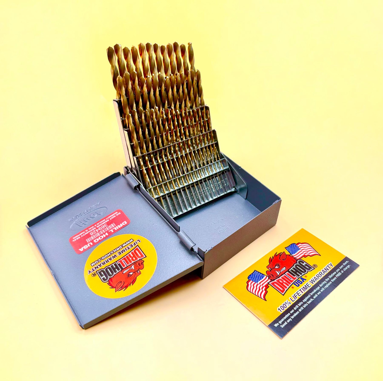 60 Pc NUMBER Drill Bit Set Wire Gauge Bits Titanium Drill Hog® Lifetime Warranty
