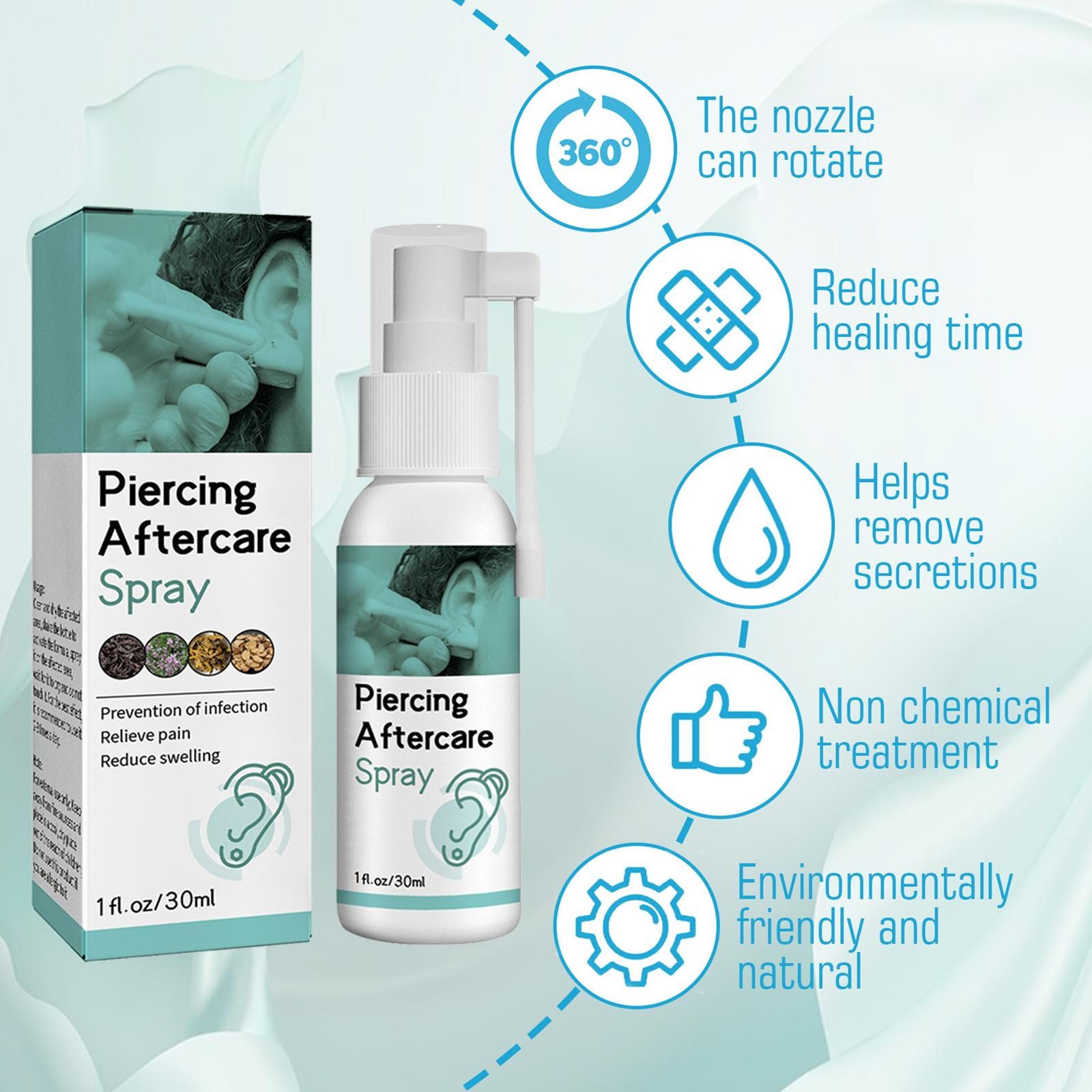 Piercing Aftercare Spray Saline Solution suitable for Piercings Bumps Accelerate