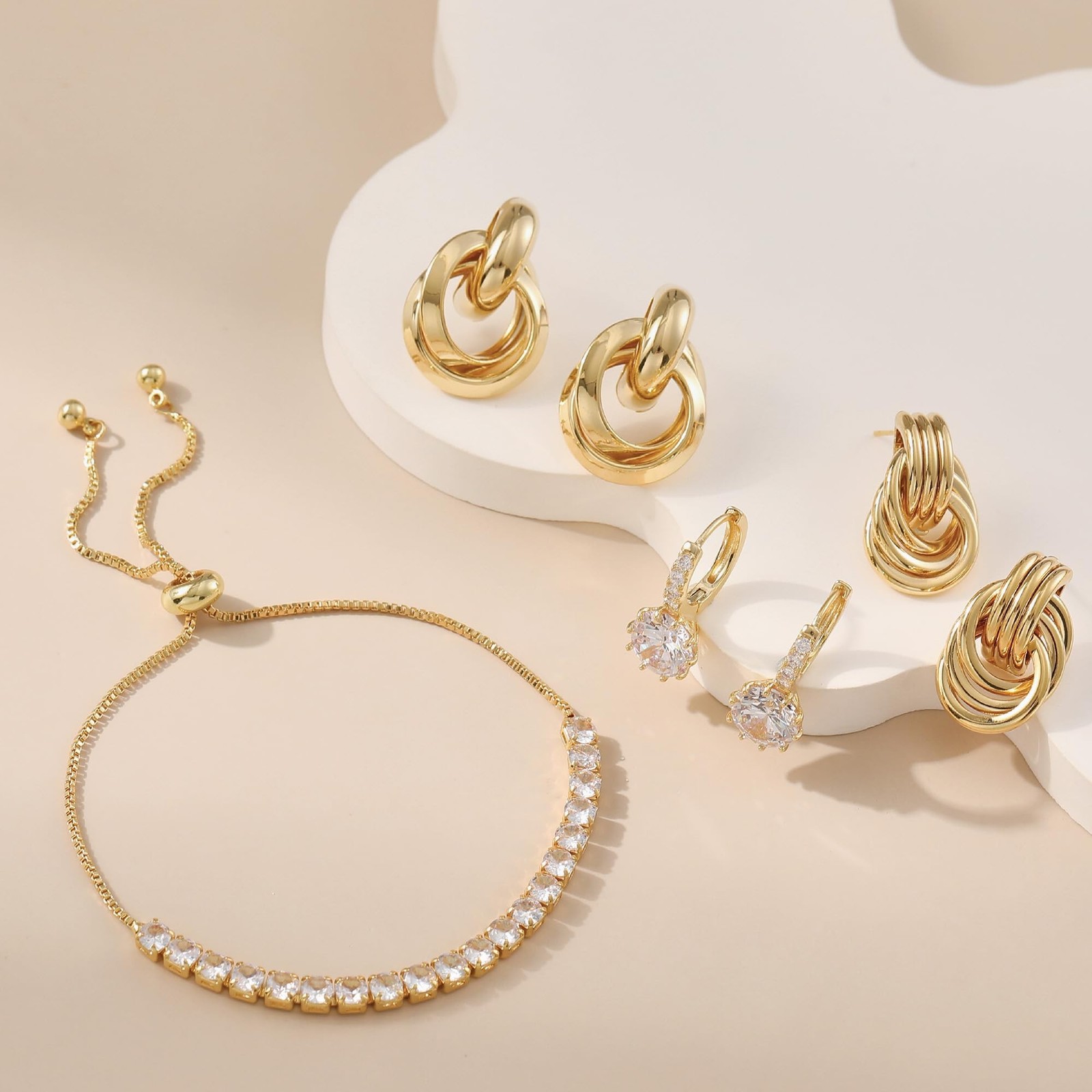 Chunky Statement Earrings for Women Knot Link Circle Geometric Drop Dangle Ea...