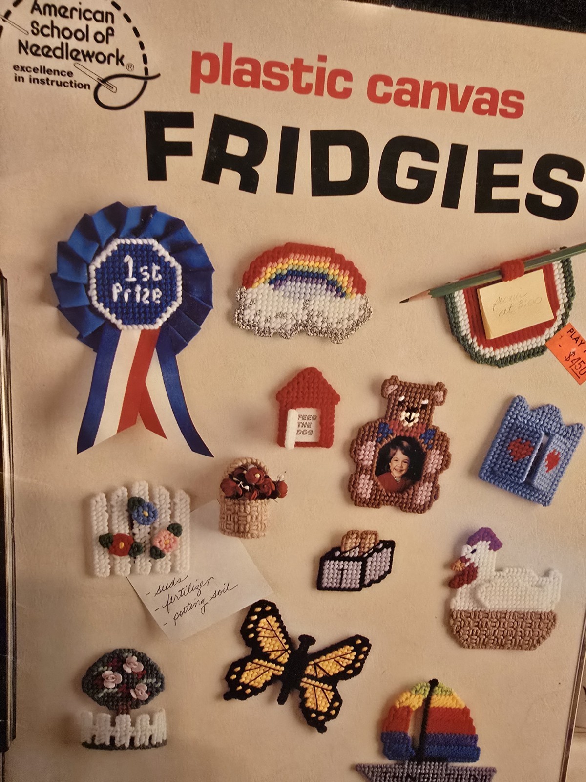 American School Of NEEDLEWORK PLASTIC Canvas Fridgies LEAFLET