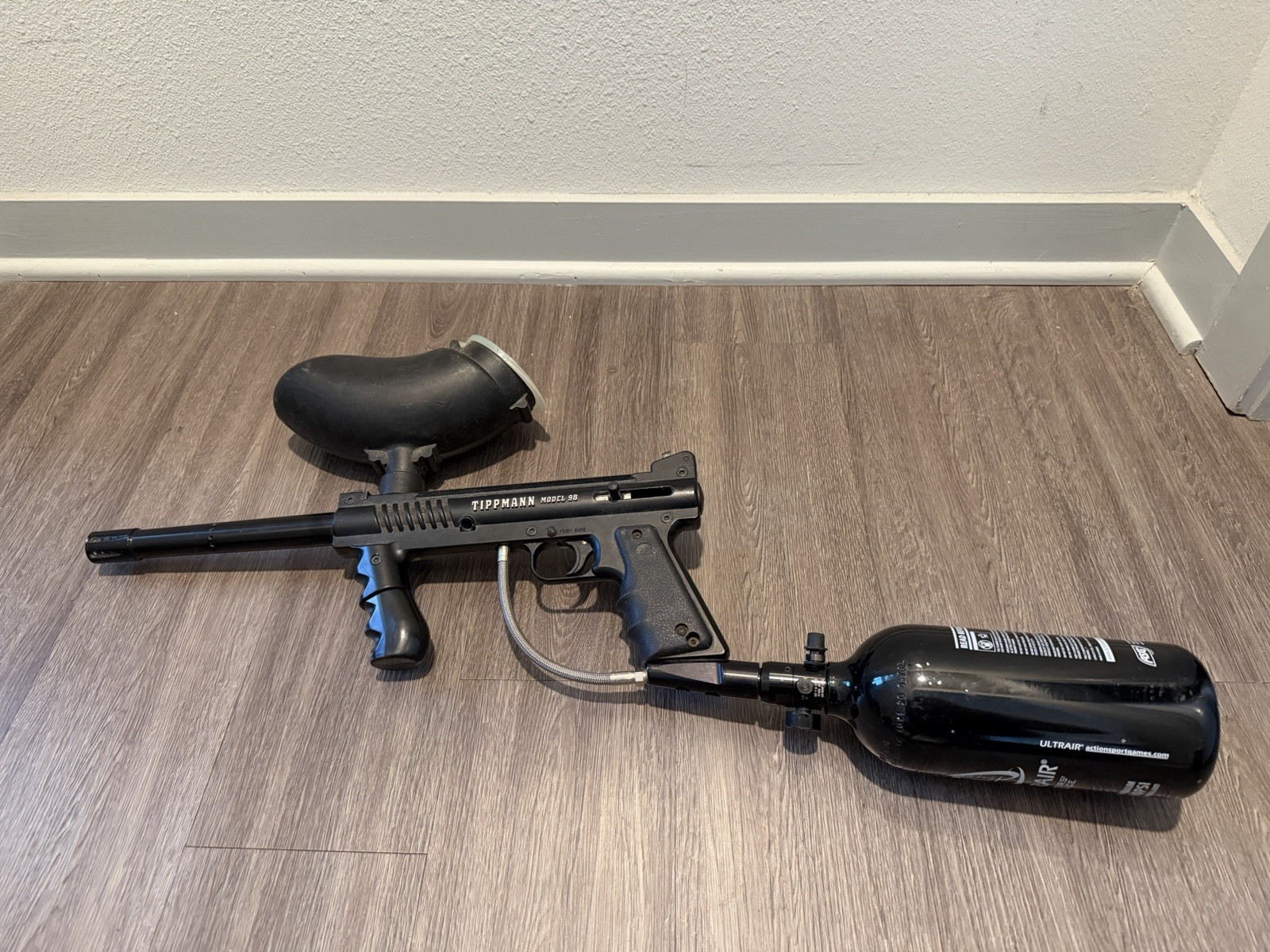 Tippmann Model 98 Semi Auto Paintball Gun w/ Barrel, Hopper ASG UltrAIR HPA Tank
