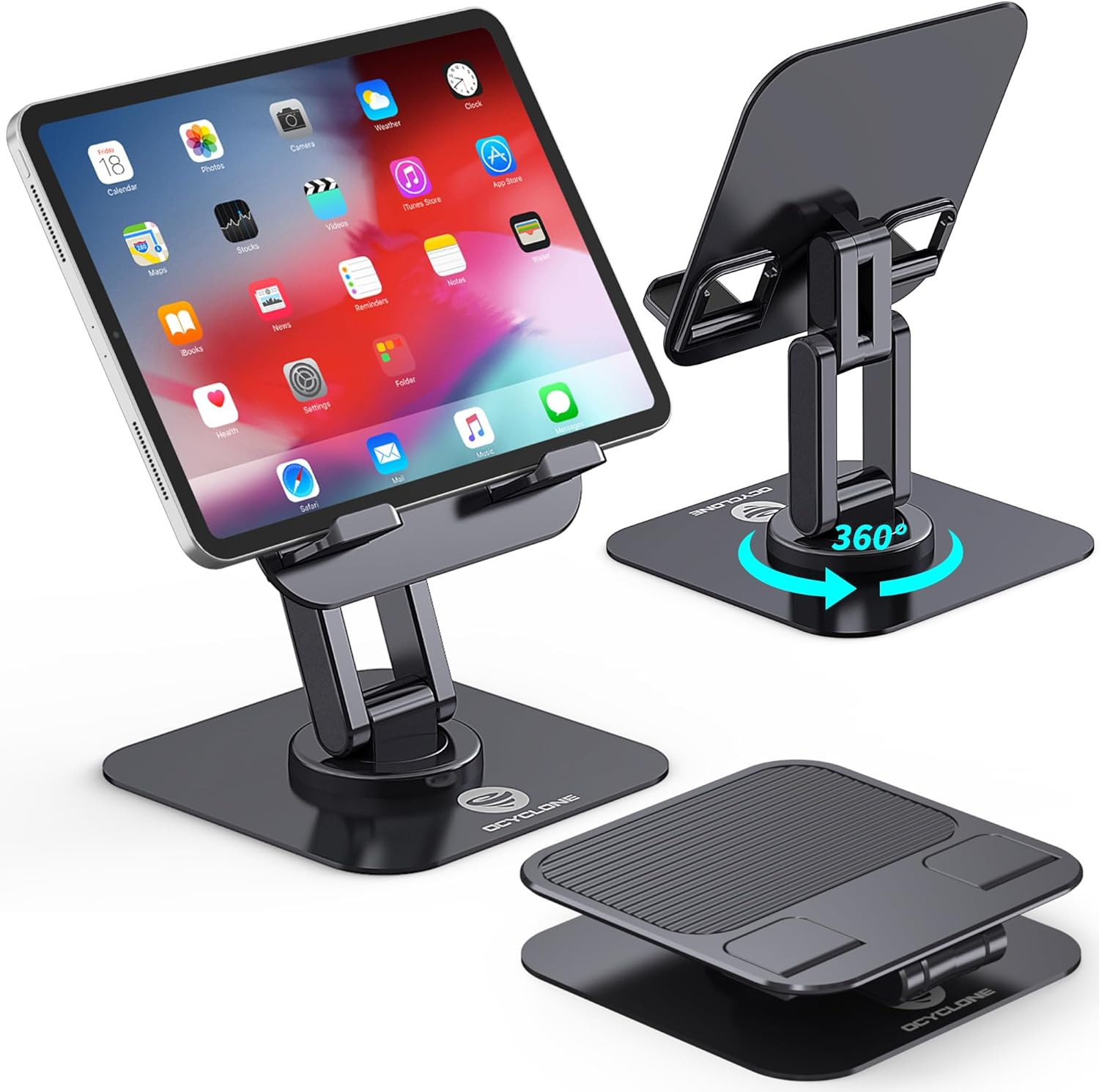 Ipad Stand, 360° Rotating Adjustable Foldable Ipad Tablet Stand Holder for Desk
