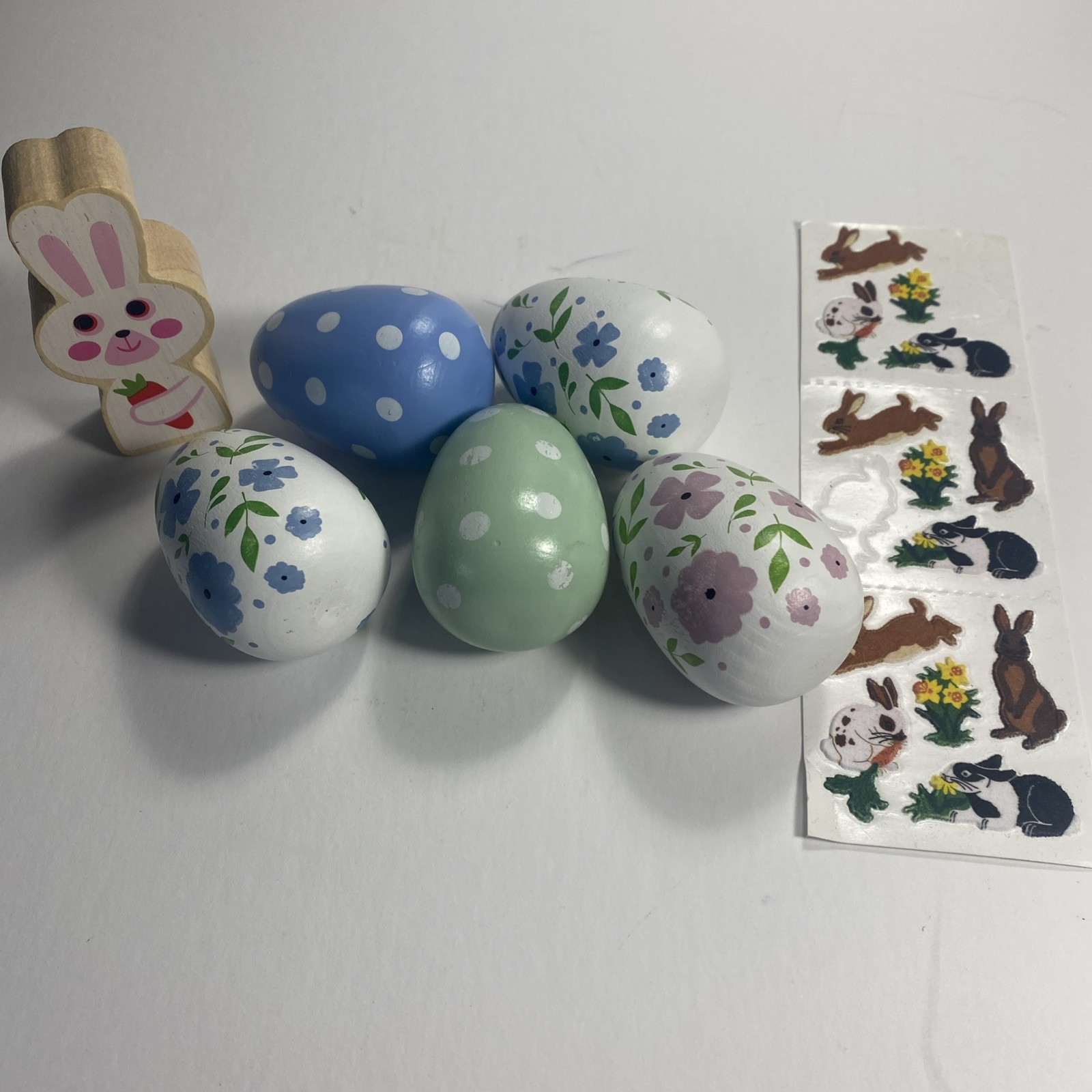 Wooden Painted  Easter Egg Set(5)