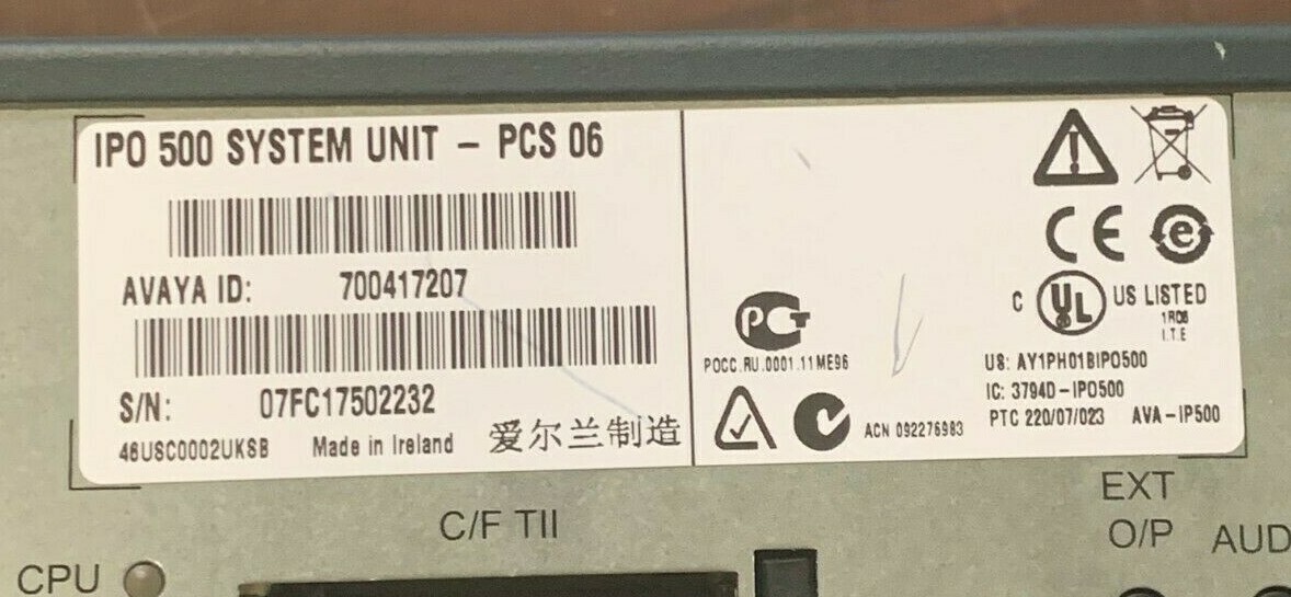 Avaya IPO 500 V1 Control Unit 700417207