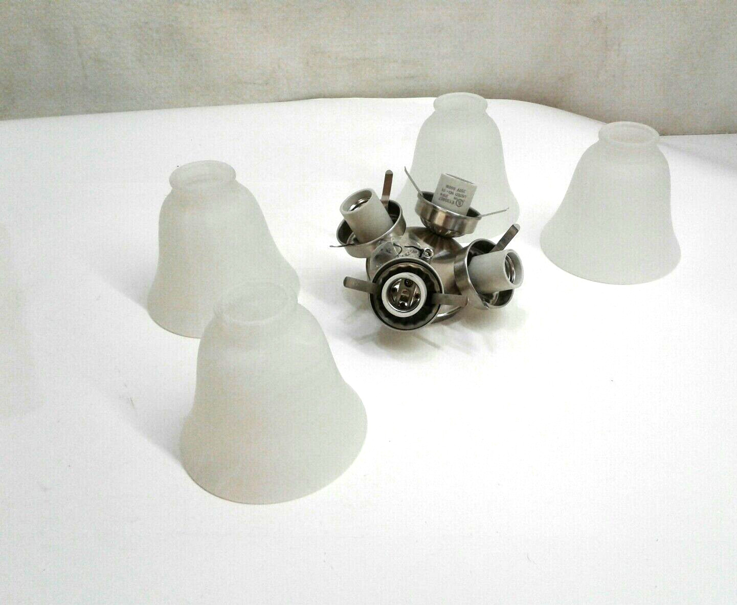 Progress P2610-09  4 Light Fan Kit Frosted Glass Shades & Brushed Nickel Finish