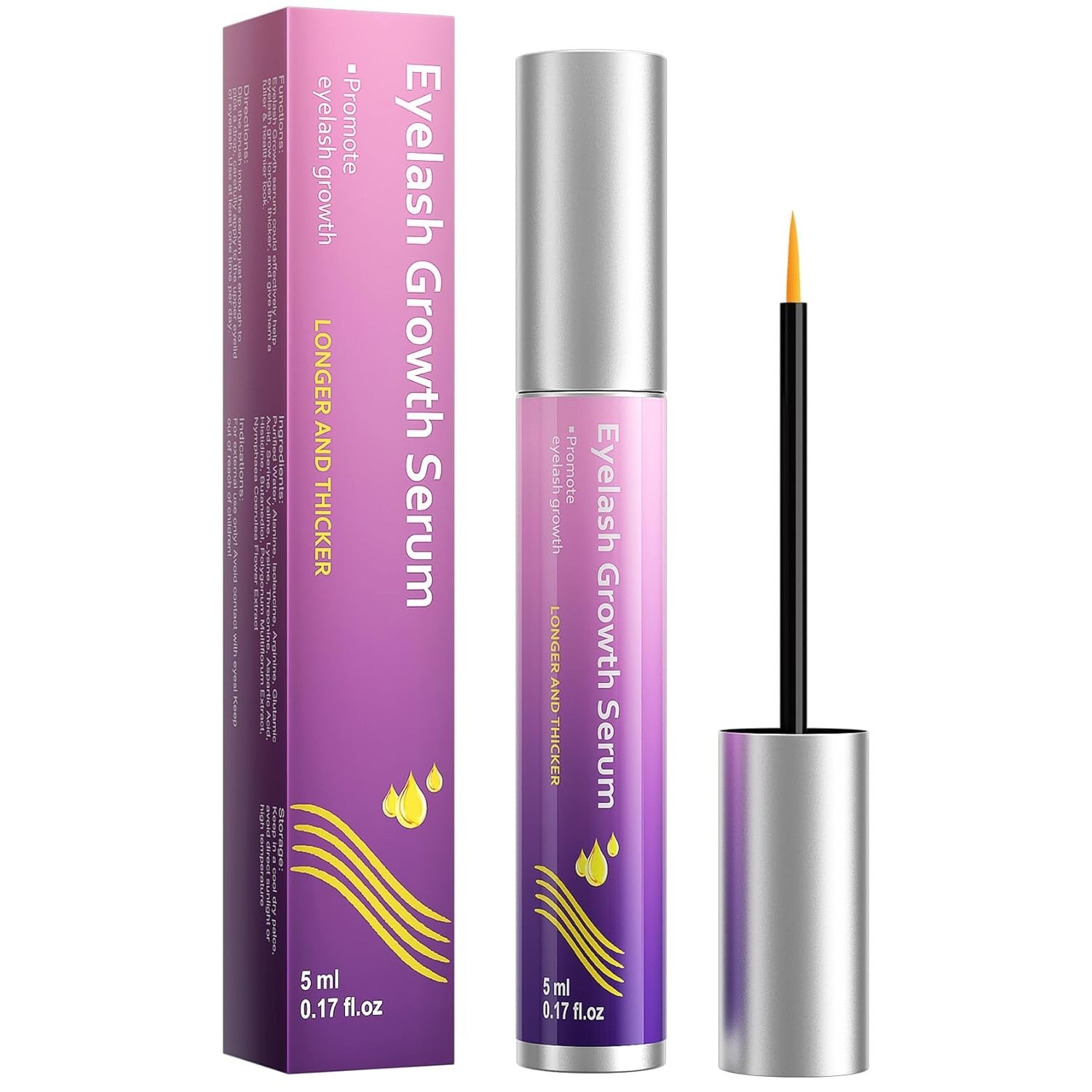 Eyelash Growth Serum Gentle Natural Vegan Enhancing Treatment Nourishing 5ml