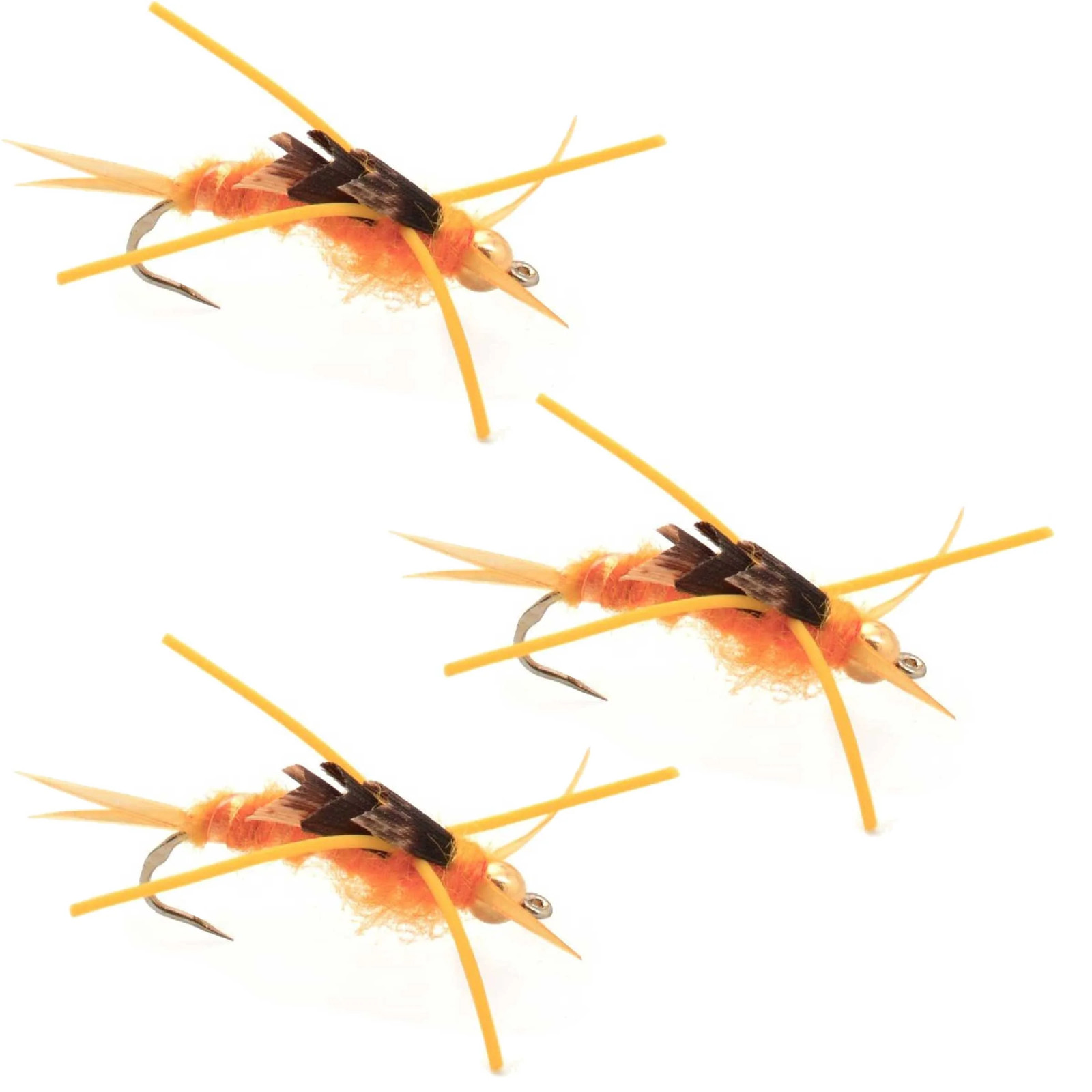 3 Pack Barbless Gold Bead Kaufmann's Golden Stone Fly with Rubber Legs - Size 12