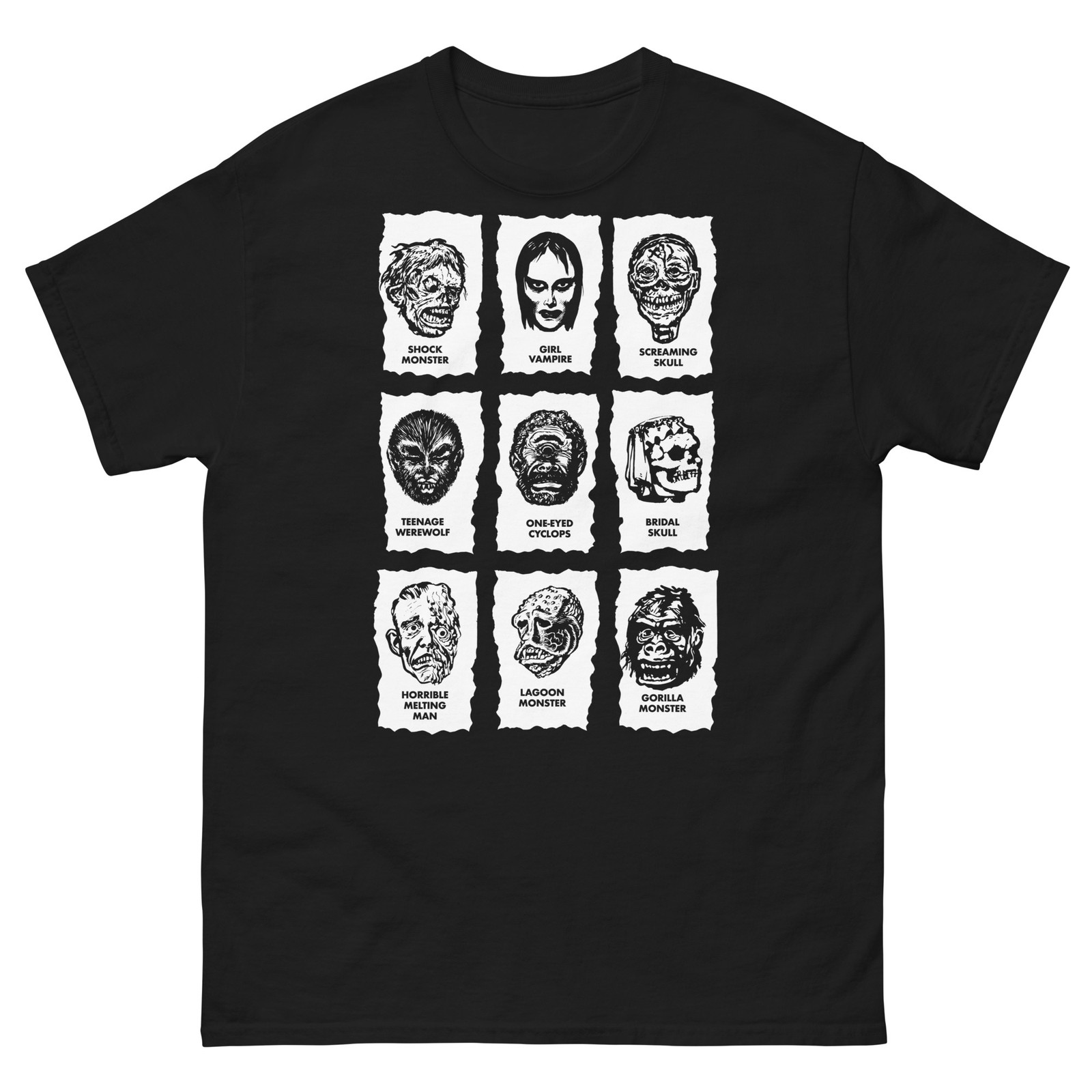 Vintage horror masks ad art t-shirt