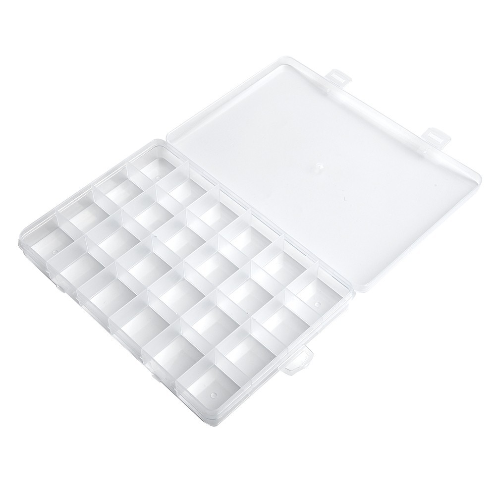 UK-24 Compartments Transparent Plastic Storage Box Electronic Component Parts