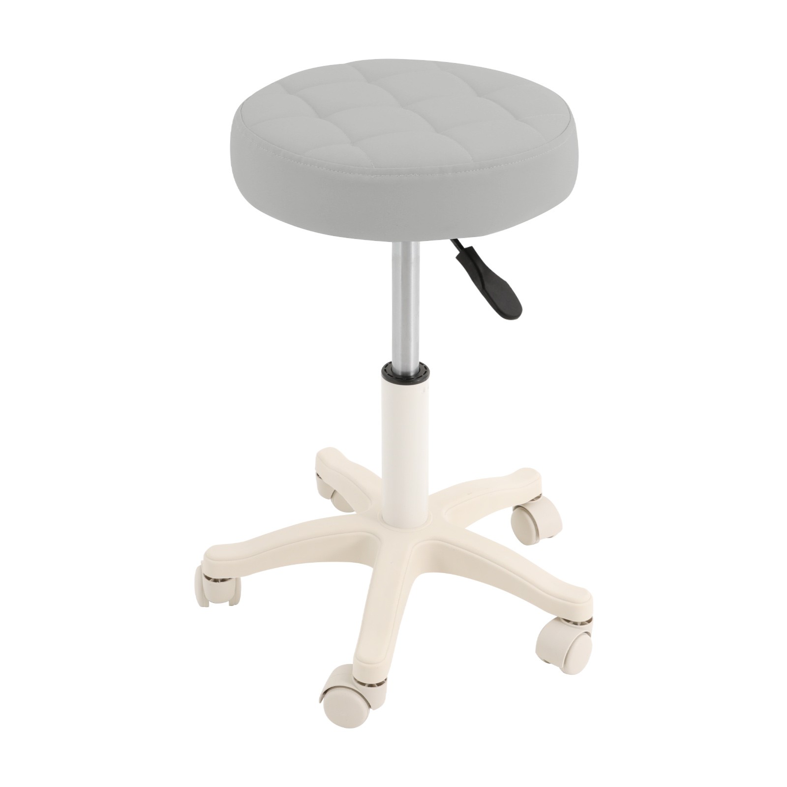 Light Grey Height Adjustable Bar Stool Round Rolling Stool Salon/Office Stool