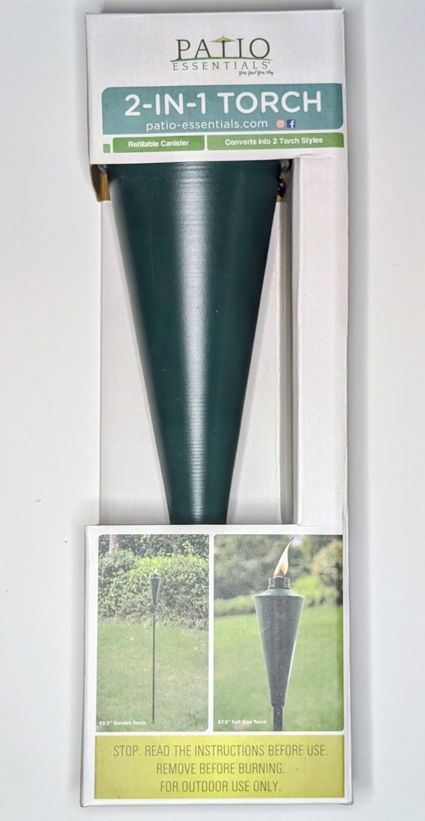 Green, Cone-Shaped 2-in-1 Torch from Patio Essentials