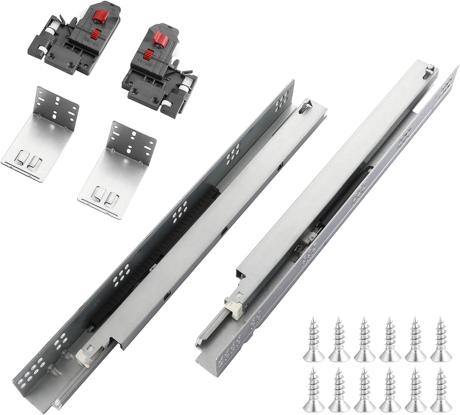21" Soft Close Drawer Slides - 6 Pairs with Brackets & Adjustable Locks