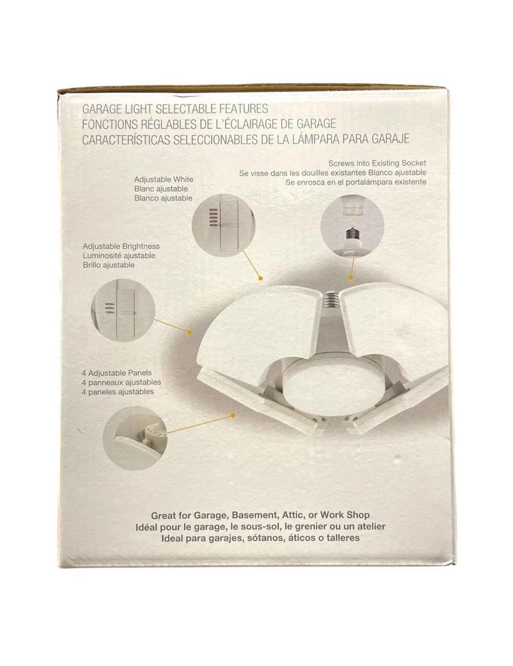 5-Panel LED Garage Light, or Workshop, Adjustable Brightness, White, Panels 2 Pc