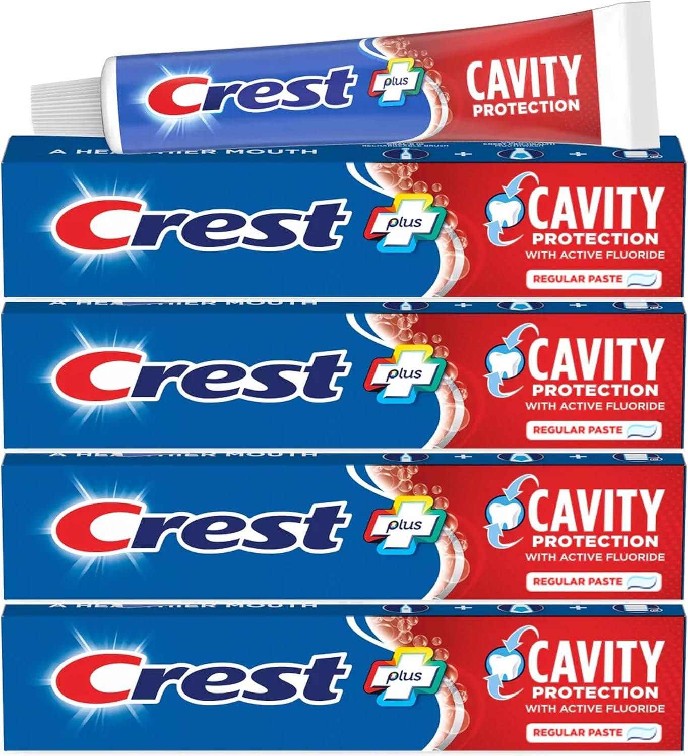 (Pack of 4) Crest Plus+ Cavity Protection Toothpaste Regular - 8.2 Ounce