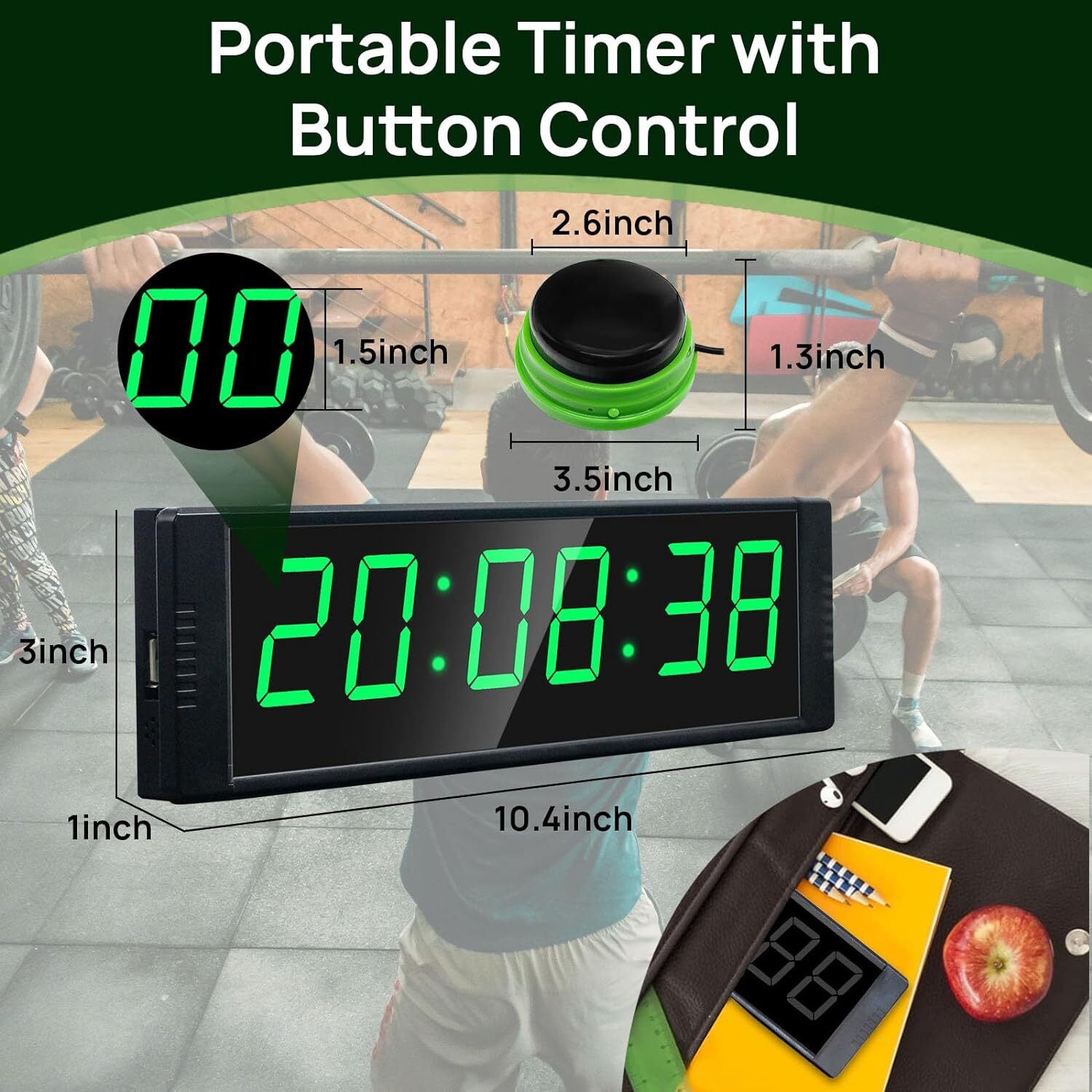 Gym Timer Clock for Home Gym Fitness Timer with Start/Stop Button Interval