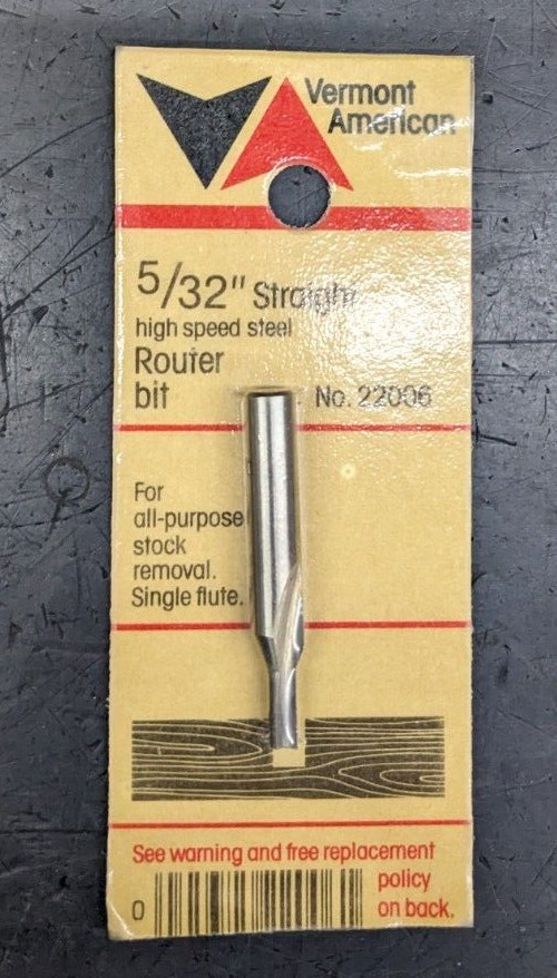 Vermont American 5/32" CD Straight Router Bit HSS 22006 USA