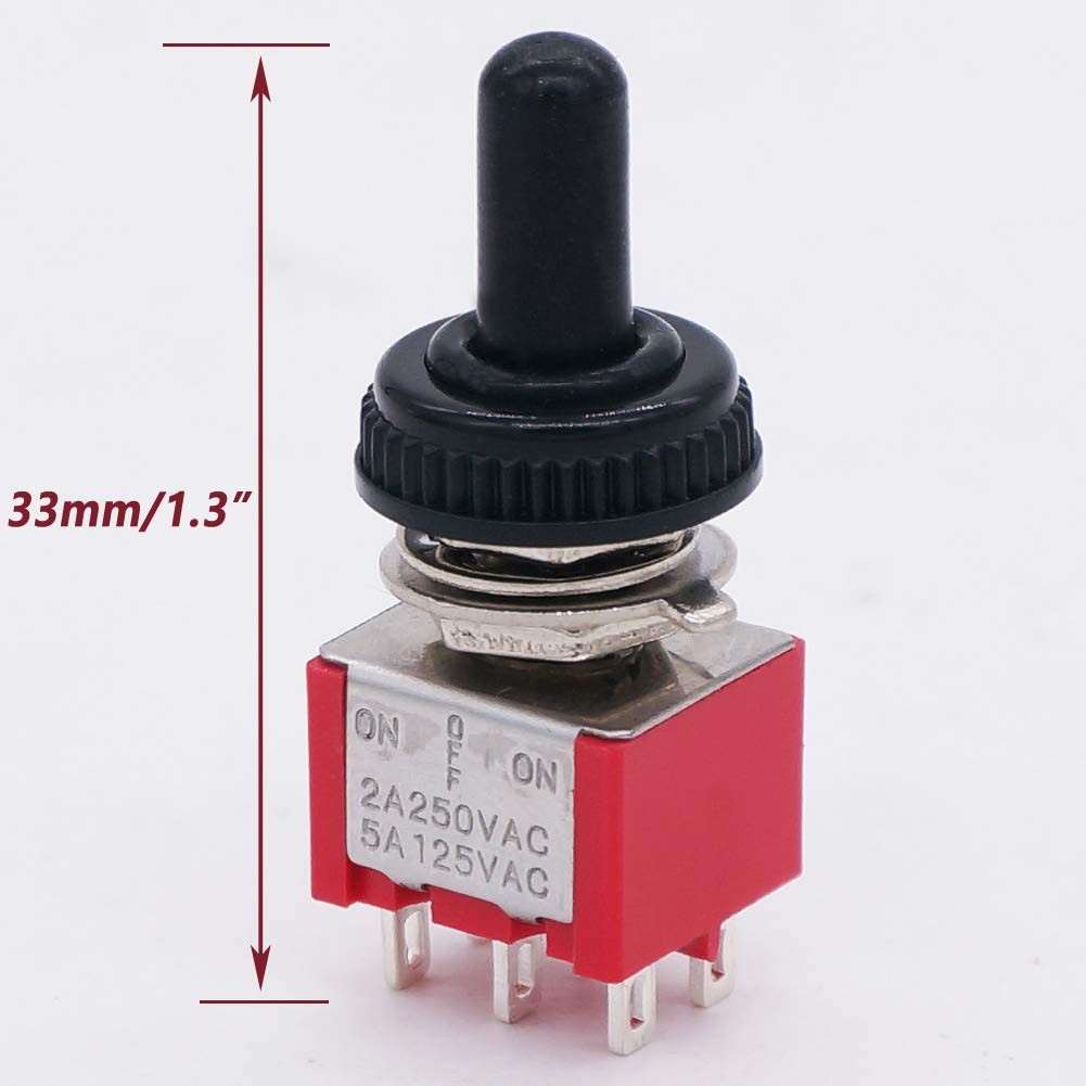 Twidec/6Pcs Mini Momentary Toggle Switch DPDT 3 Position 6 6Pin（ON)-OFF-(ON)