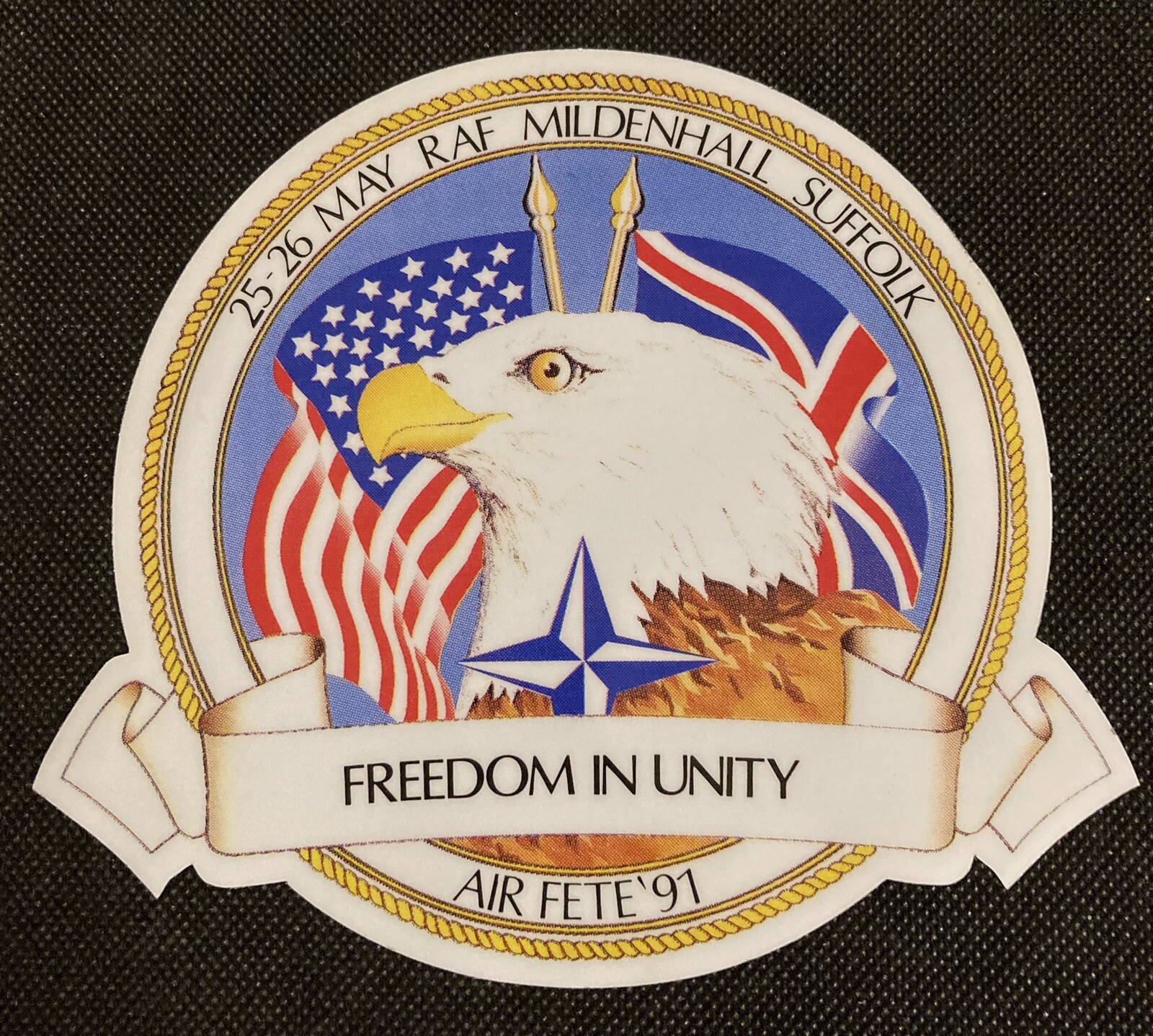RAF Mildenhall  UK Air Fete '91 Window Decal "Freedom in Unity"