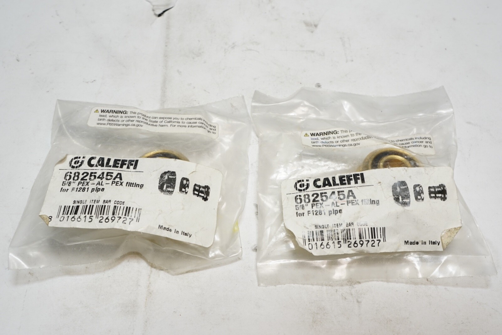 New Lot of 2 Caleffi 682545A 5/8" PEX-AL-PEX Fittings for F1281 Pipe Ships FREE