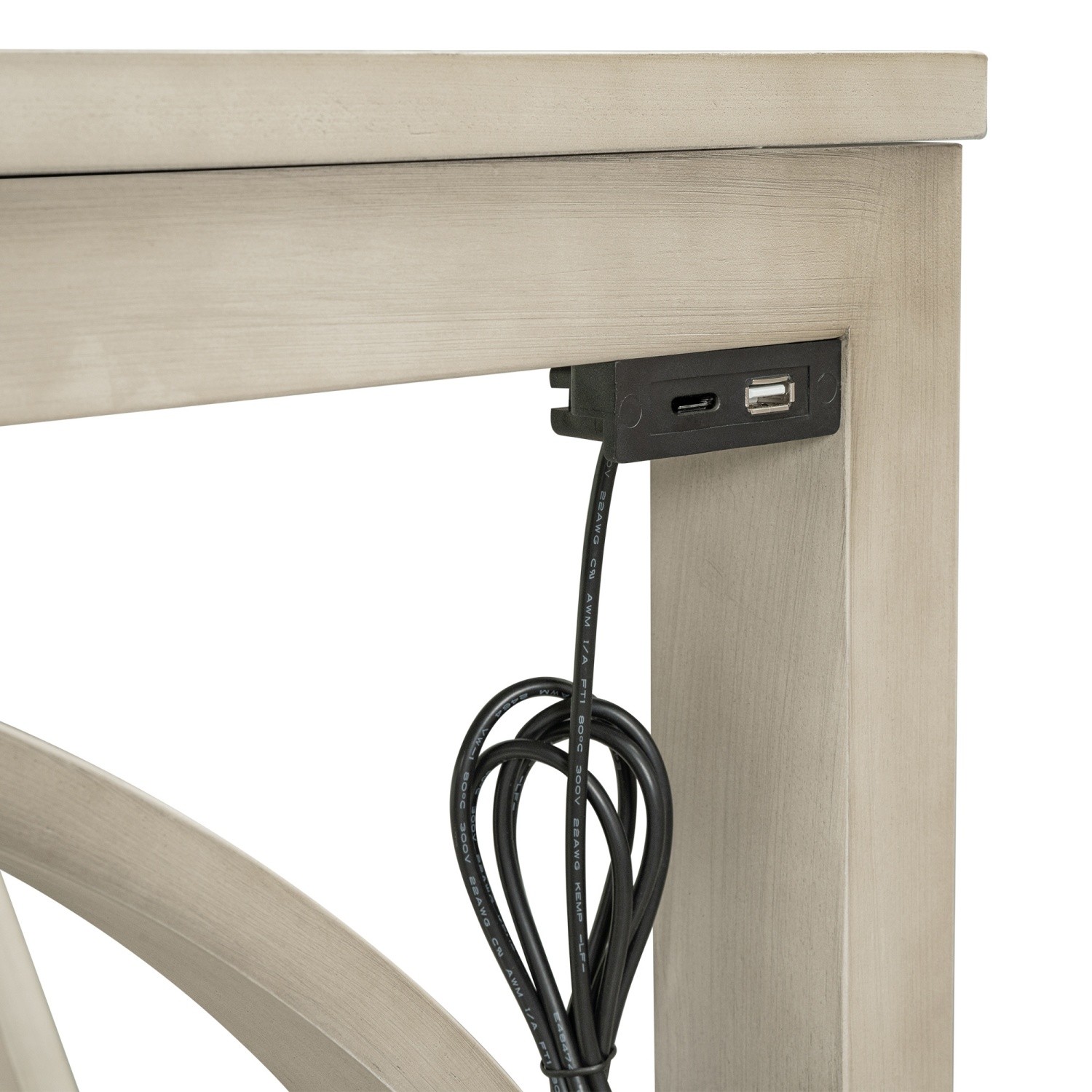 Rustic 3 Piece Counter Height Table Set Small Spaces w/ 2 Bar Stools & USB Port