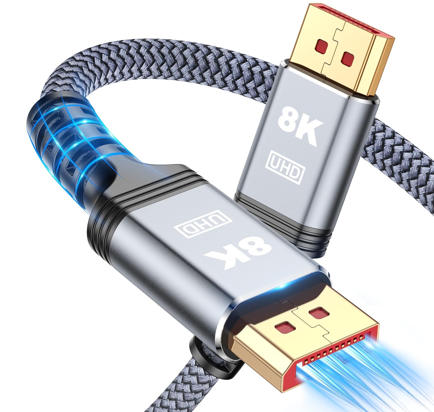 iYavvort DisplayPort Cable 1.4, [VESA Certified] 8K 4K DP 6.6 Feet, Grey
