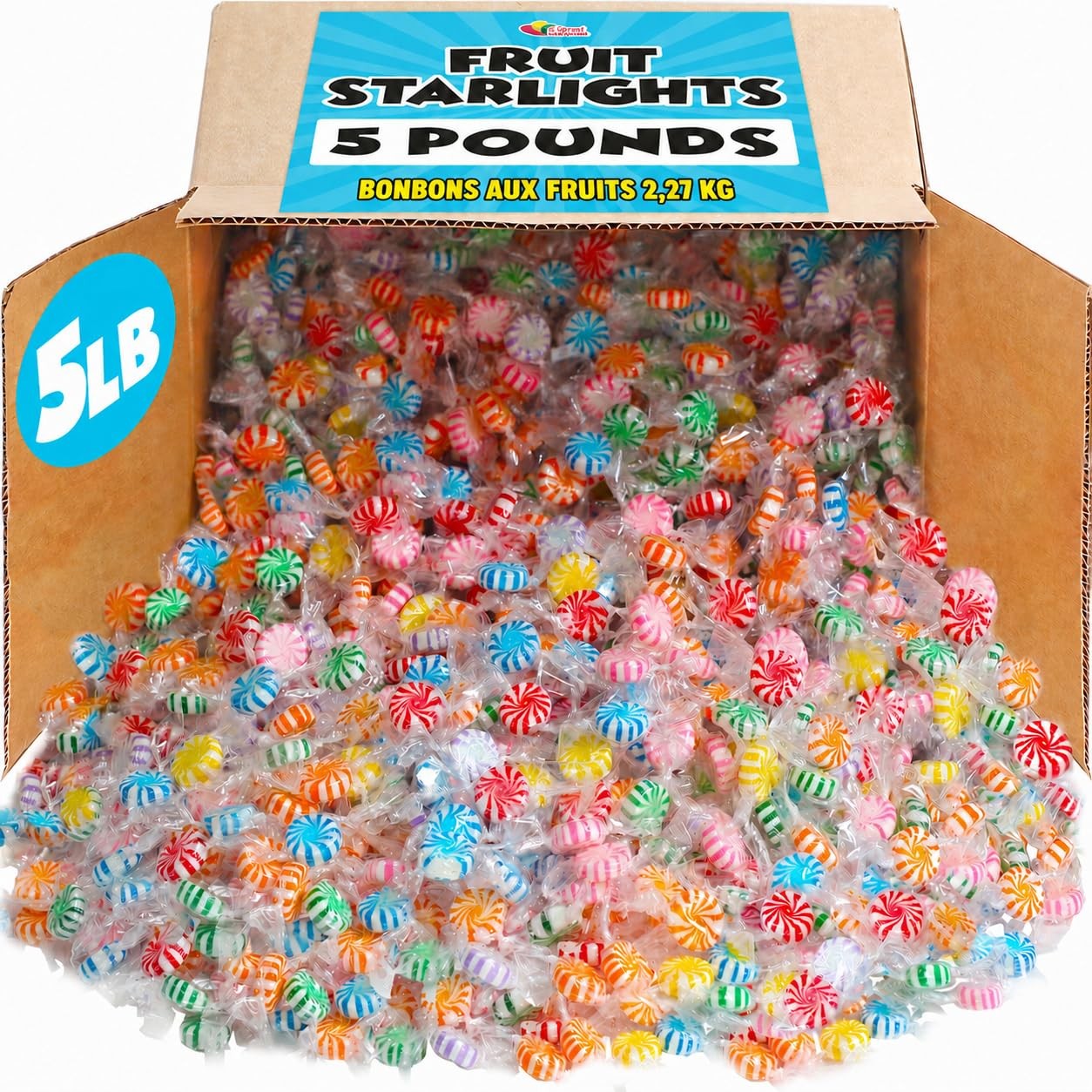 Fruit-Flavored Starlight Hard Candy, 5 lb, Assorted Wrapped Sweets