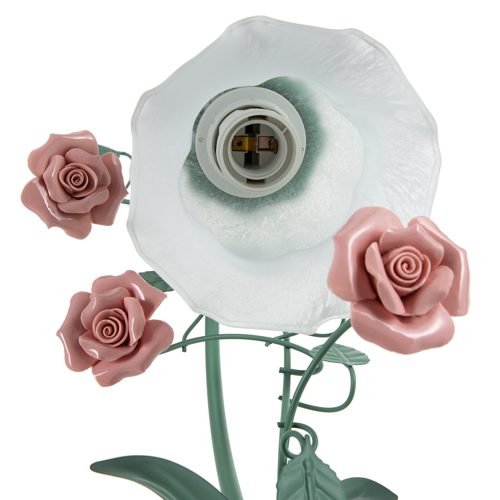 Flower Glass Table Lamp Desk Night Light Home Decor w/5.12" Wide Glass Lampshade