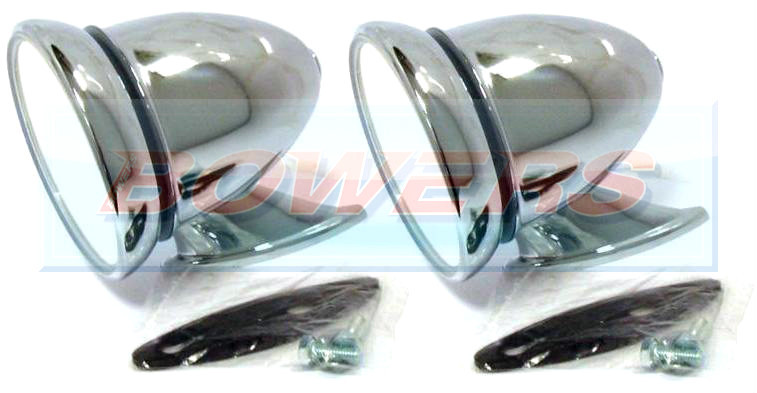 2x Chrome Bullet Torpedo Exterior Wing Mirror Classic Mini Vintage Sports Car
