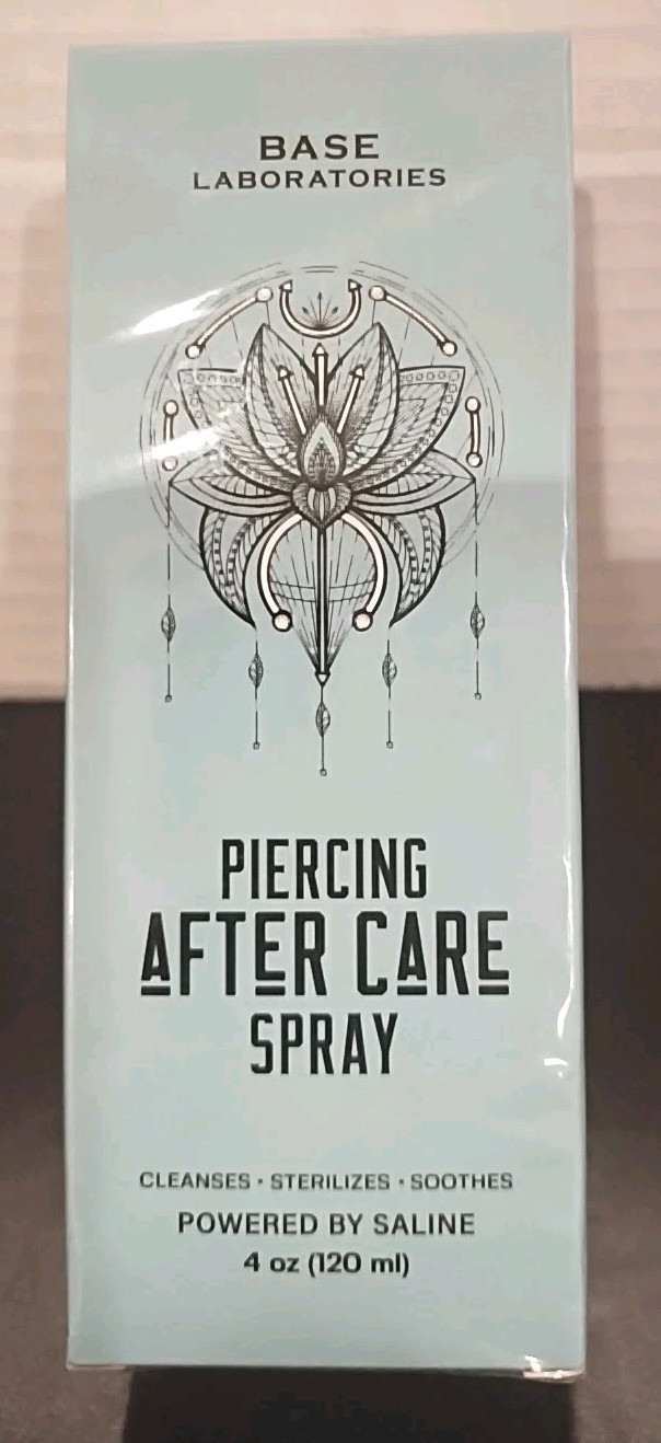 Base Laboratories Piercing After Care Spray - 4oz -  New Sealed Box Ex: 08/2026