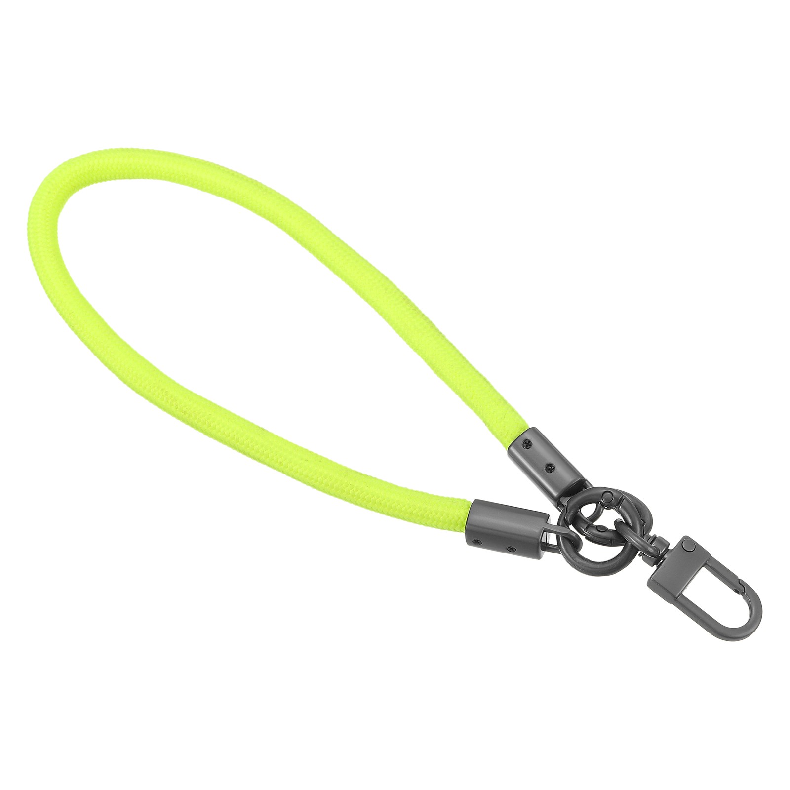 Keychain Wristlet Lanyard 400mm Braided Wrist Lanyard Neon Yellow