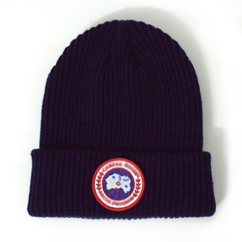 Genuine Canada Goose Men's Black Beanie - Warm Winter Cuffed Knit Hat