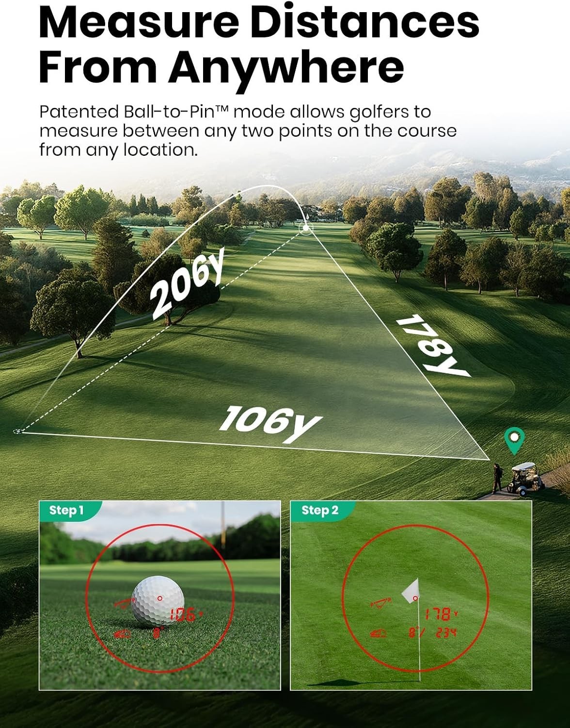 GenePro G1 Touchscreen & GPS Rangefinder with Slope, 43000+ Preloaded Courses, 1