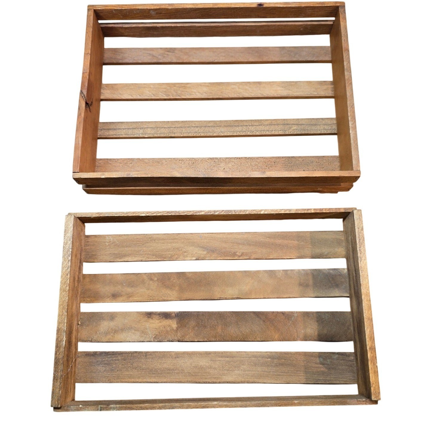 Two Wooden Organizing Boxes Shelves Storage 11" x 8" Crafts Office Kitchen