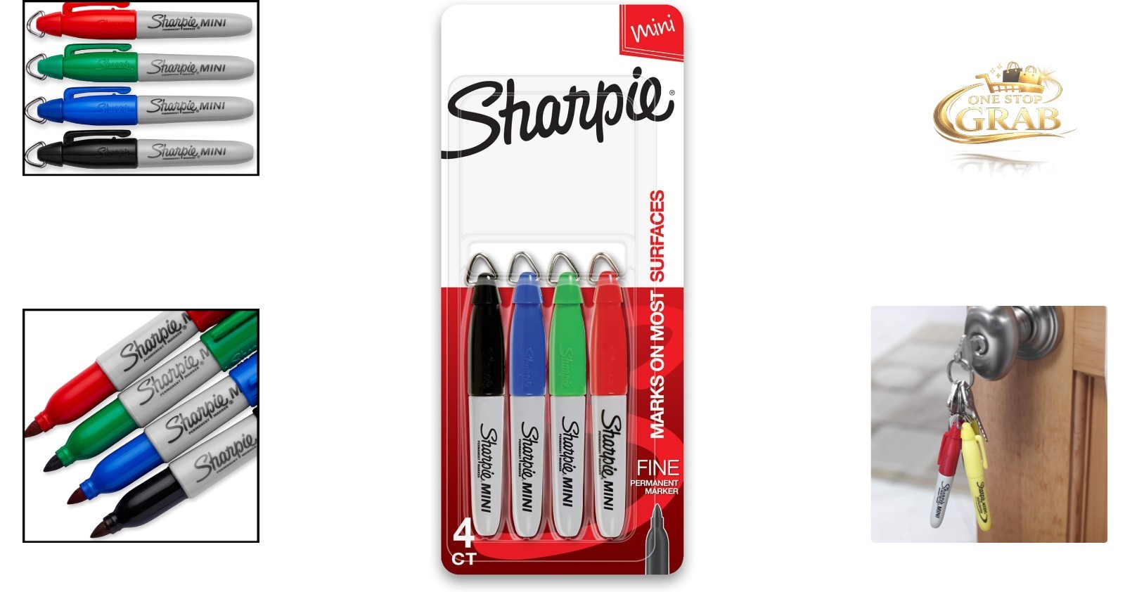 Sharpie Mini Permanent Markers Fine Point Assorted Colors 4 Pack