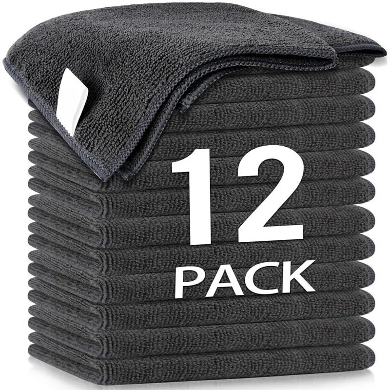 Microfiber Cleaning Cloths Bulk-15 Pack, Gray Microfiber Towels for Cars, Ultra
